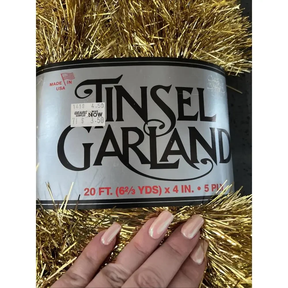 1 Vintage Christmas Garland Gold Tree Tinsel 20 Ft Holiday Decor New 1987